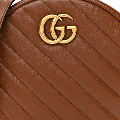 Gucci Azalea Calfskin Matelasse Diagonal Mini GG Marmont Round Shoulder Bag Cuir 7 of 9