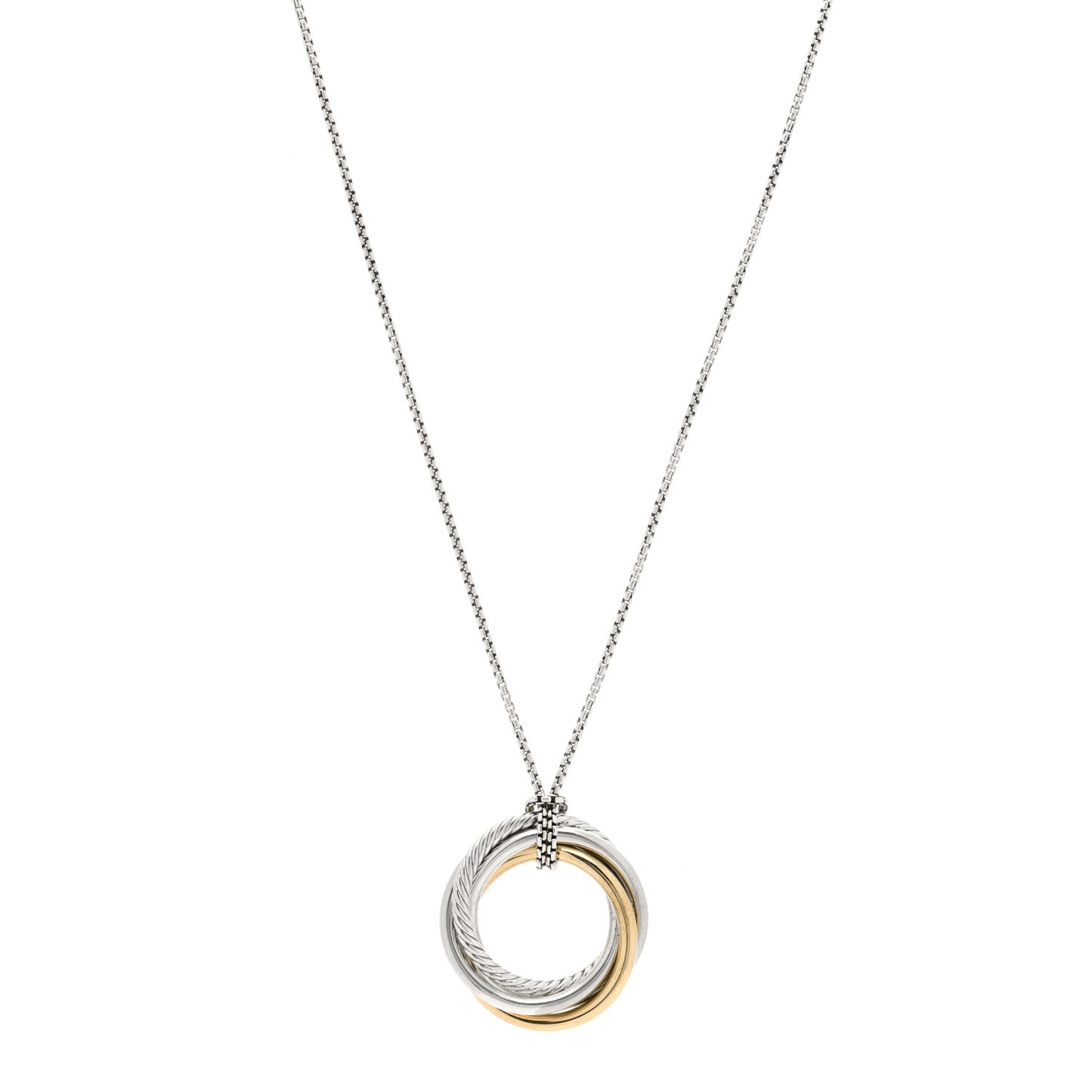 Sterling Silver 14K Yellow Gold 28mm Crossover Pendant Necklace