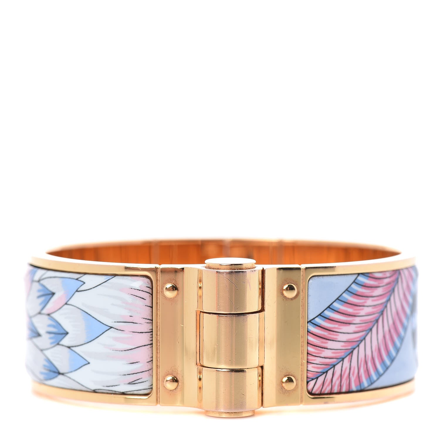 Hermes Enamel Printed Wide Charniere Savana Dance Hinged Bracelet S Arts And Crafts 1 of 5