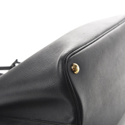 Prada Saffiano Cuir Medium Double Bag Black Fuoco 13 of 17