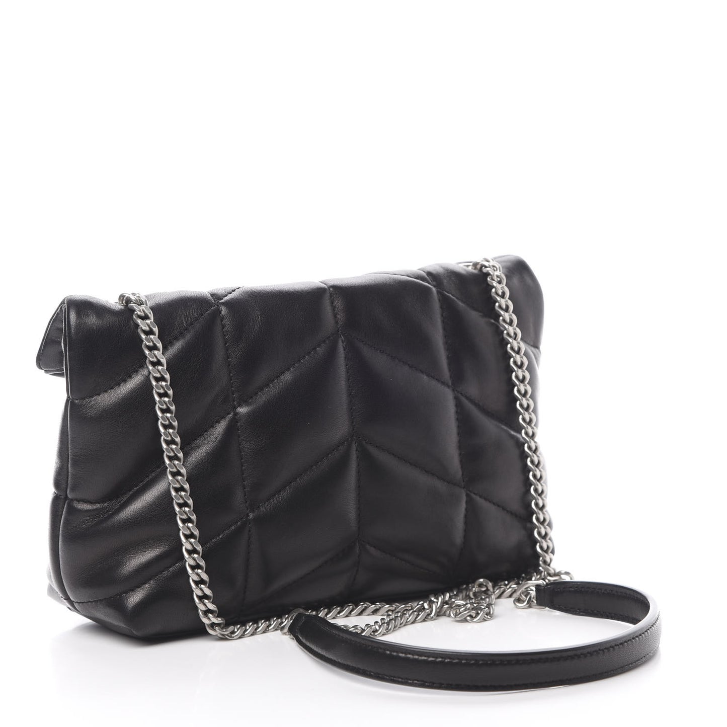 Lambskin Quilted Toy Loulou Puffer Monogram Chain Satchel Black