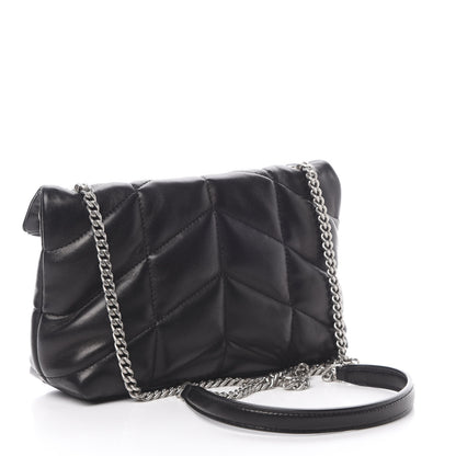 Saint Laurent Lambskin Quilted Toy Loulou Puffer Monogram Chain Satchel Black 3 of 11