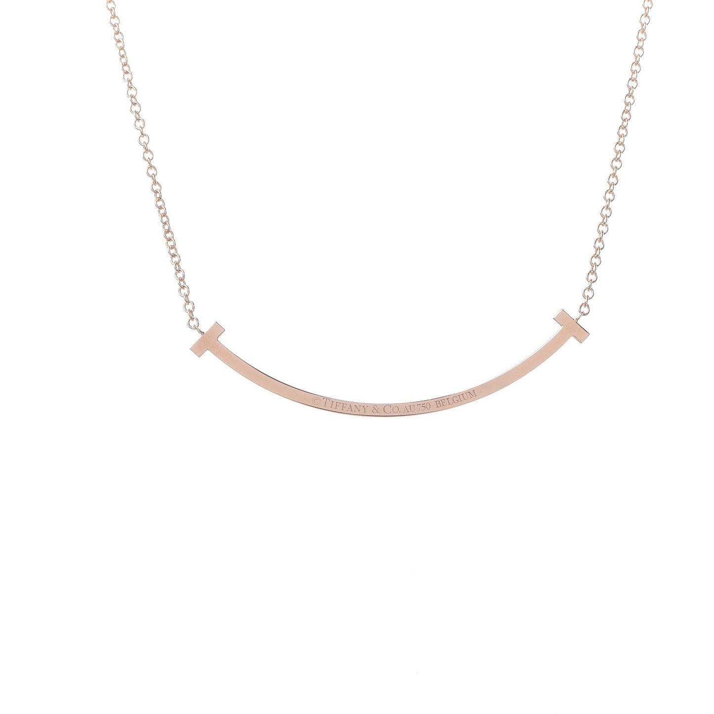 18K Rose Gold Diamond Small T Smile Pendant Necklace