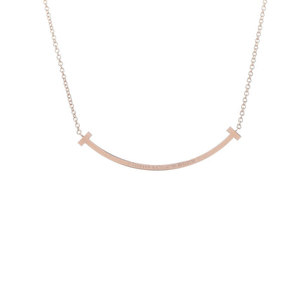 Tiffany 18K Rose Gold Diamond Small T Smile Pendant Necklace 6 of 6