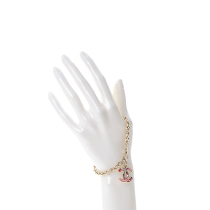 Chanel Baguette Crystal CC Bracelet Gold Fuchsia Purple 2 of 8