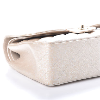 Chanel Pearly Caviar Quilted Jumbo Double Flap Light Beige 10 of 11
