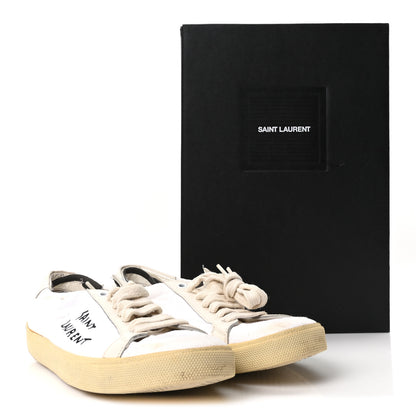 Saint Laurent Distressed Canvas Court Classic Sneakers 39 Panna 9 of 9