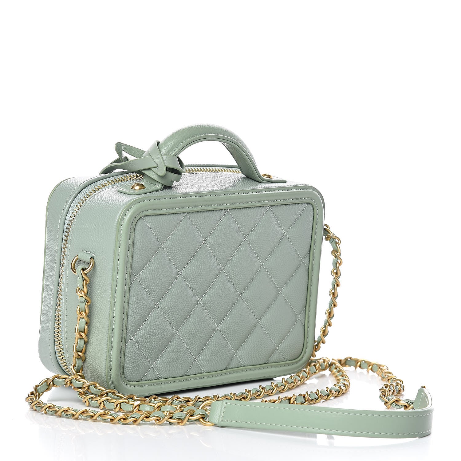 Chanel Caviar Quilted Small CC Filigree Vanity Case Mint 3 of 10