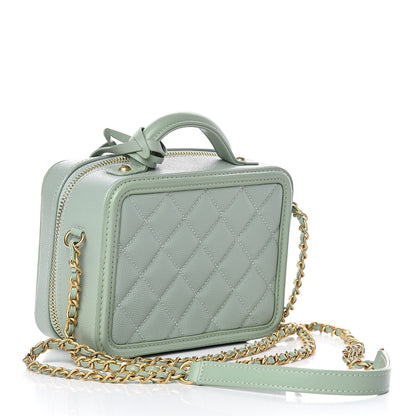 Chanel Caviar Quilted Small CC Filigree Vanity Case Mint 3 of 10