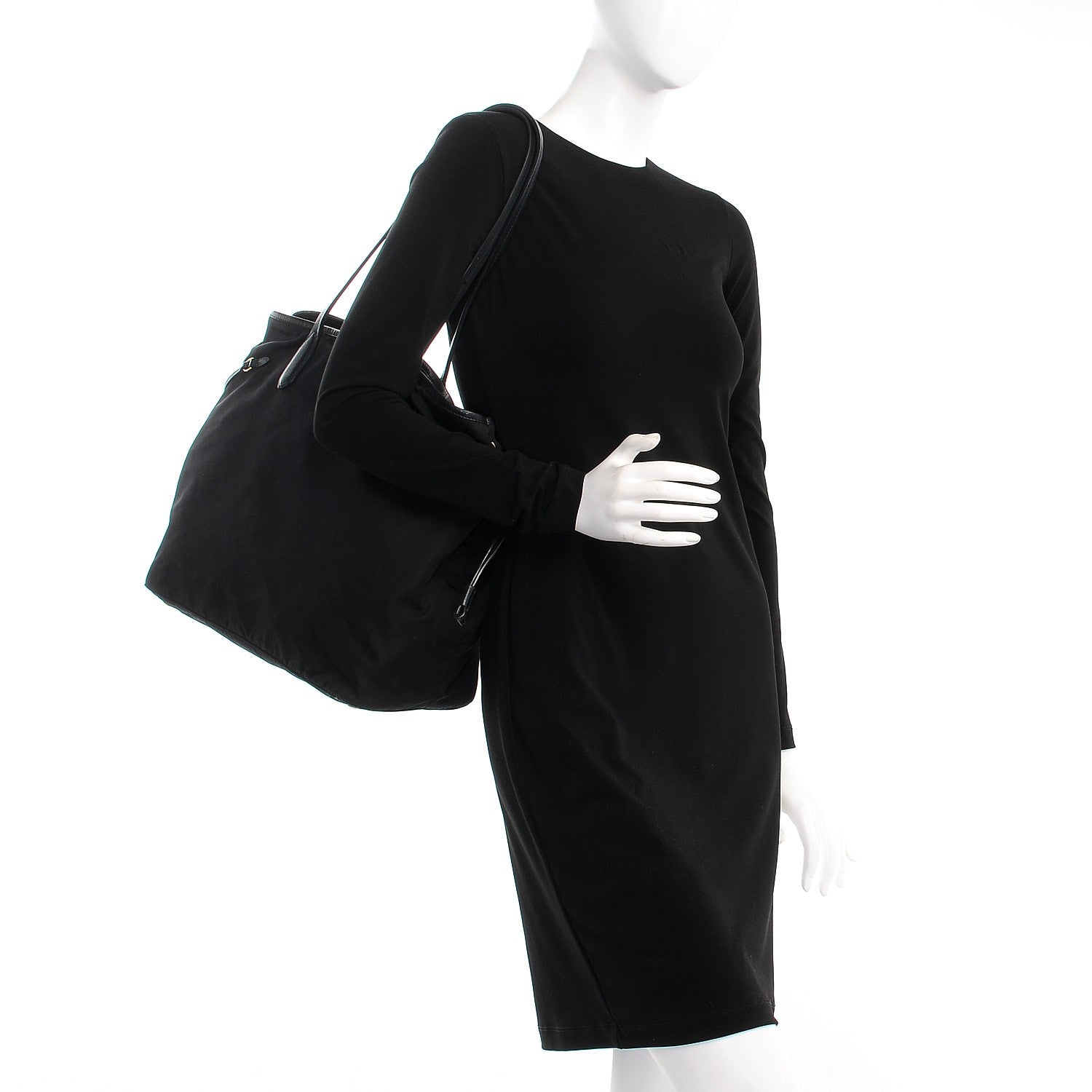 Prada Saffiano Tessuto Nylon Tote Nero Black 2 of 7