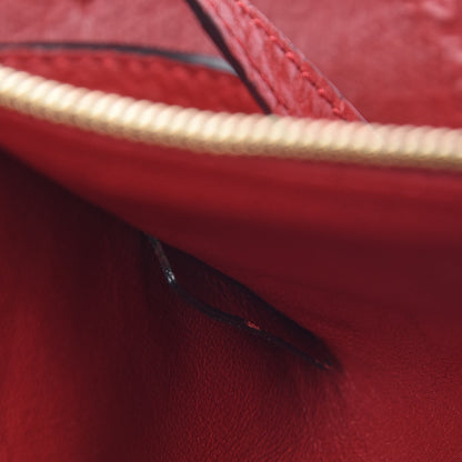 Burberry Signature Grain Calfskin Check Embossed Small Canterbury Tote Red 8 of 8