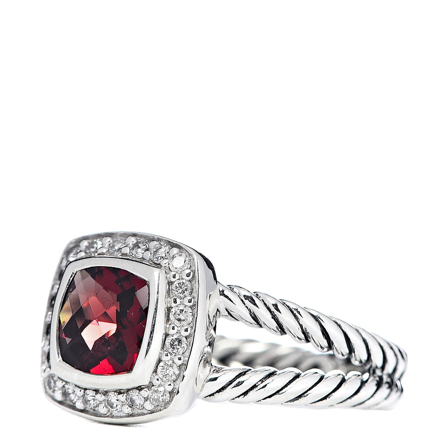 Sterling Silver Diamond Garnet 7mm Petite Albion Ring 54 7