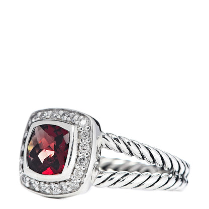 David Yurman Sterling Silver Diamond Garnet 7mm Petite Albion Ring 54 7 3 of 5