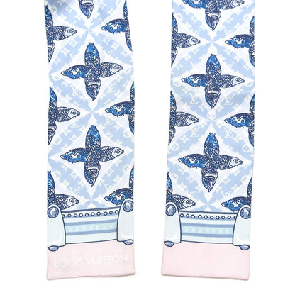 Louis Vuitton Silk Monogram Koi Fish Animalle Bandeau Blue 3 of 5