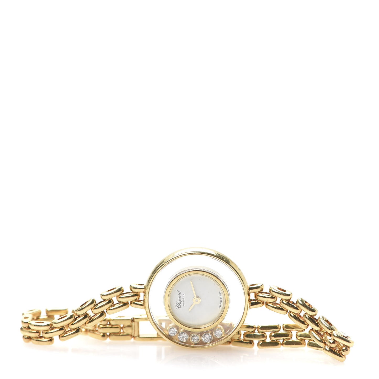 18K Yellow Gold 5 Diamond 20mm Happy Diamonds Quartz Watch