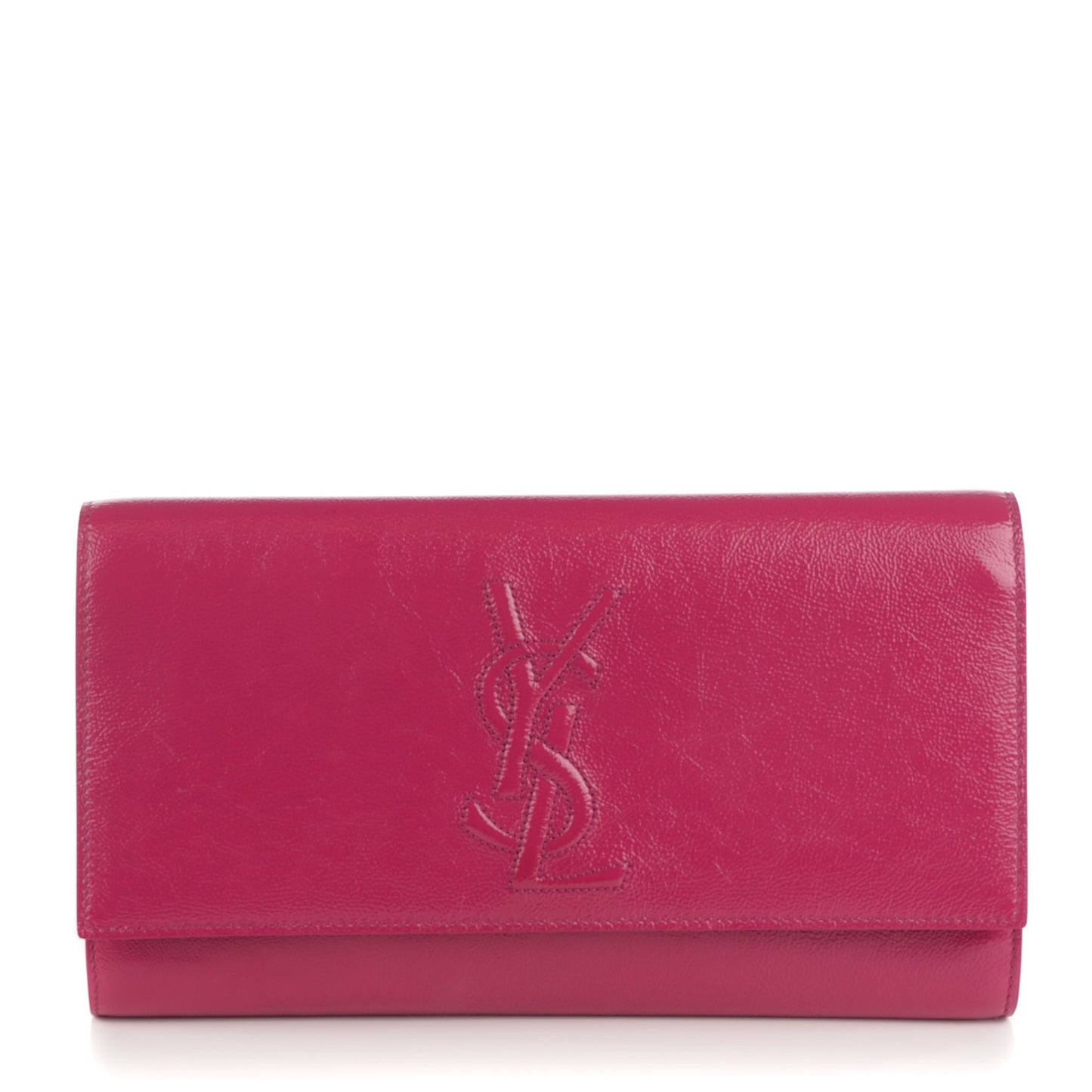 Textured Patent Monogram Large Belle De Jour Clutch Fuchsia