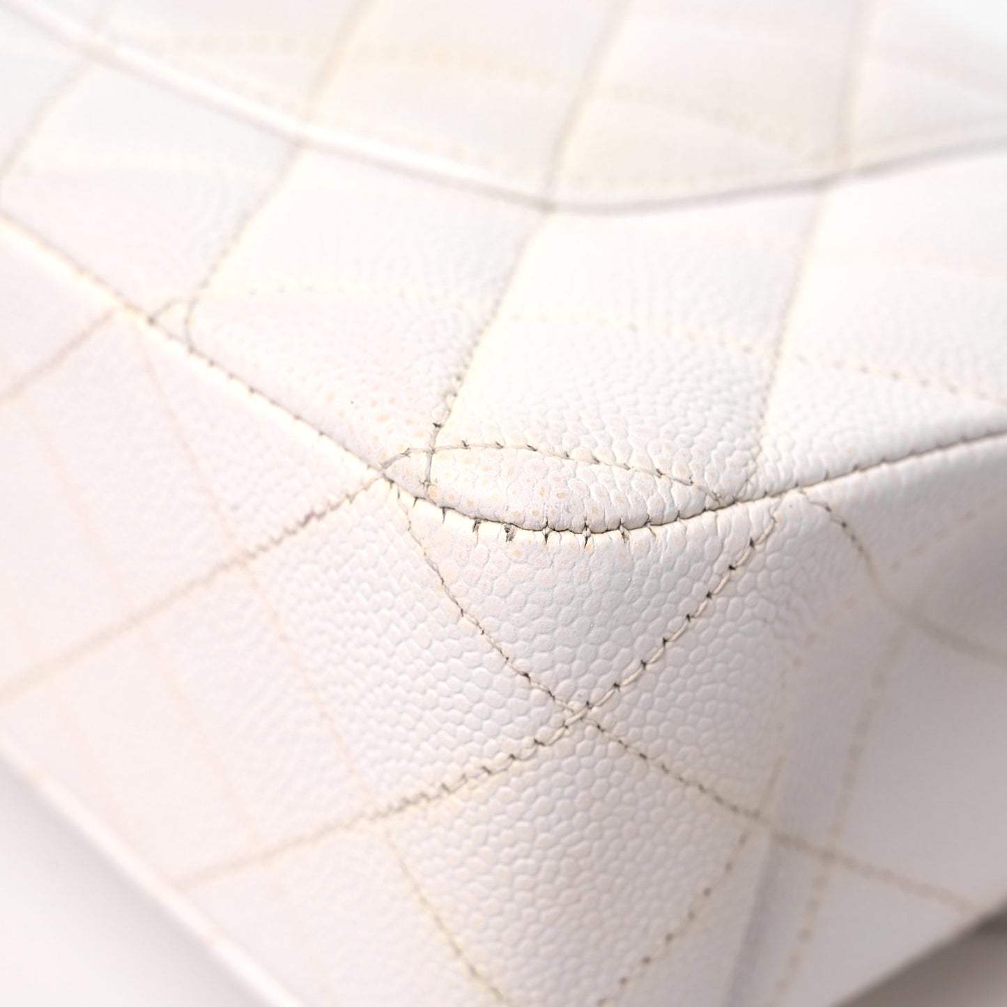 Caviar Quilted Medium Double Flap White