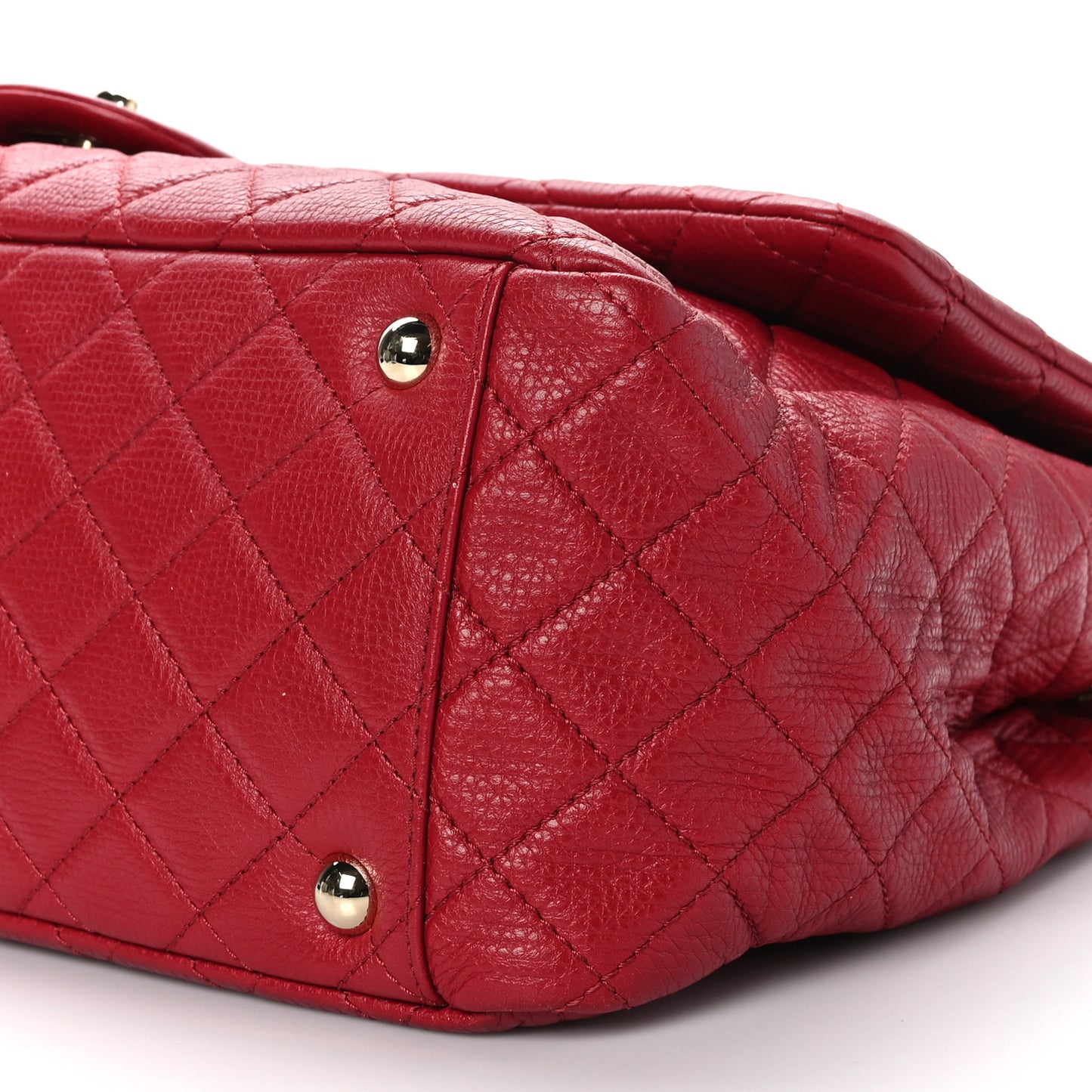 Calfskin Quilted XXL Travel Flap Bag Red