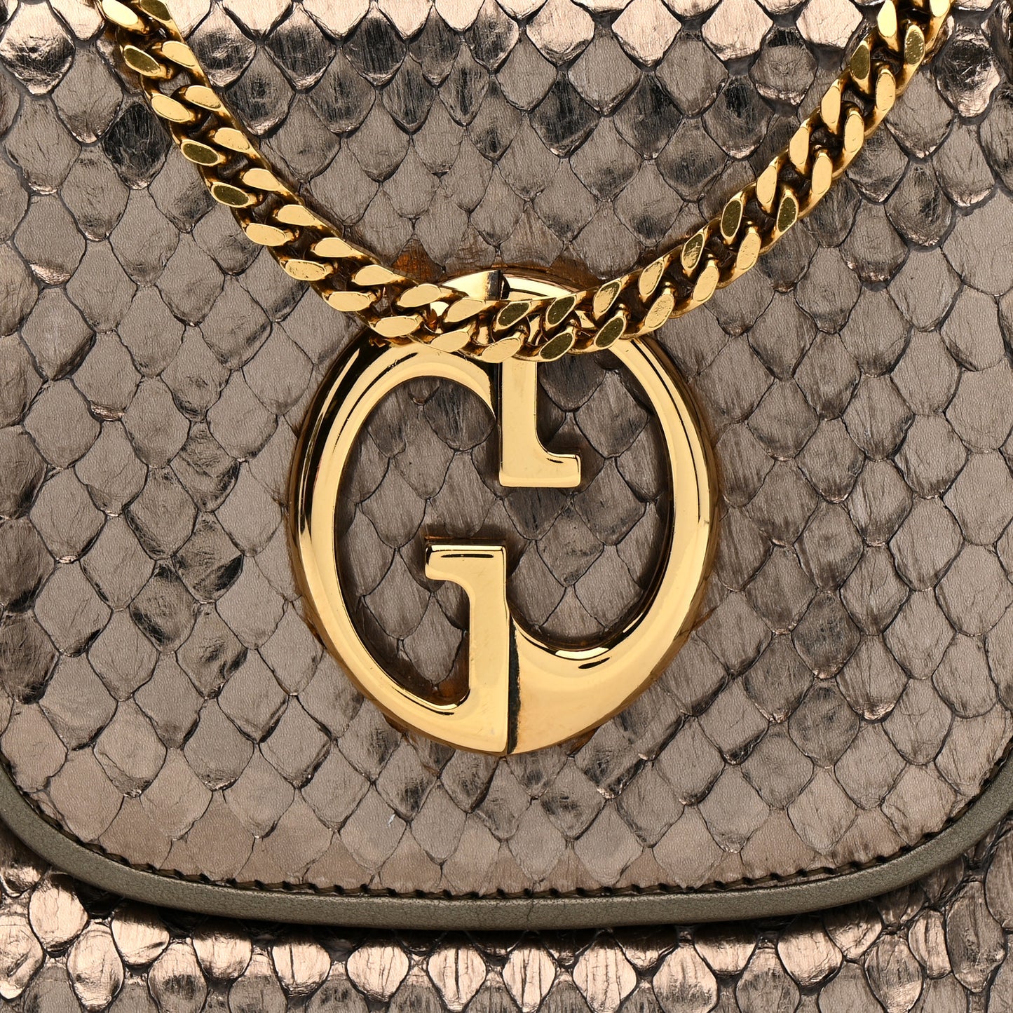 Snakeskin Small 1973 Chain Shoulder Bag Gunmetal