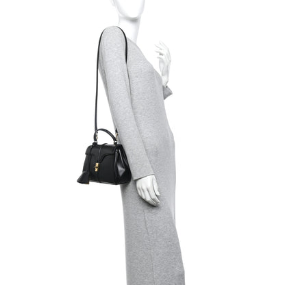 Celine Satinated Calfskin Mini 16 Top Handle Bag Black 2 of 16