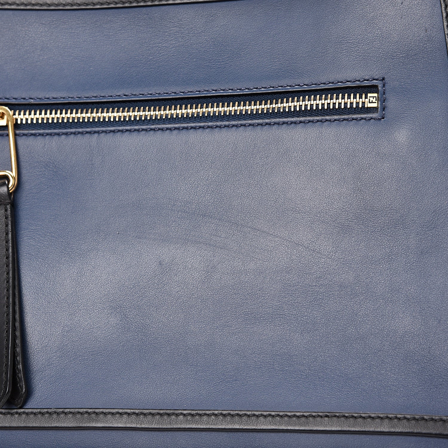 Fendi Vitello Century Opaco F is Fendi Bi-Color Regular Runaway Satchel Blu Scuro 12 of 13