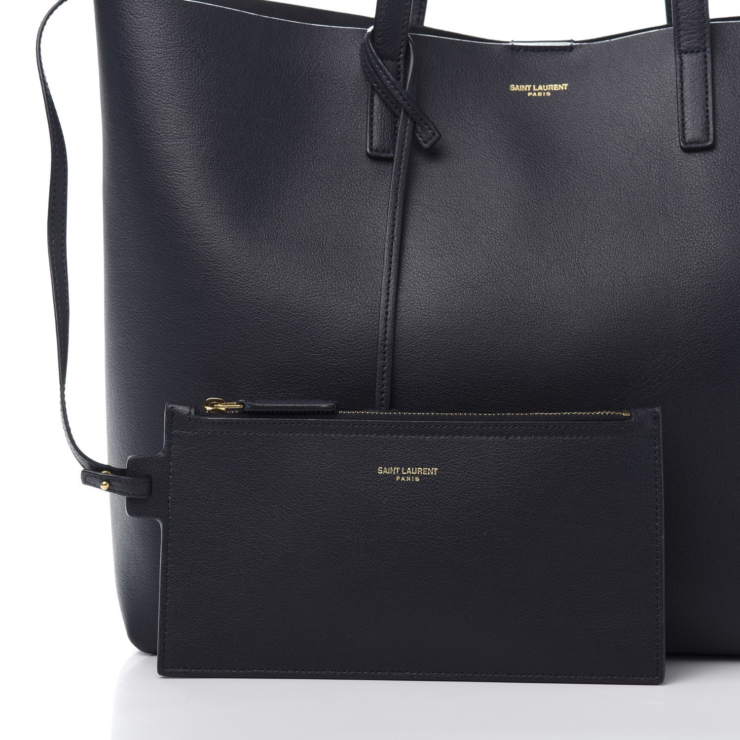 Saint Laurent Calfskin Large Shopping Tote Deep Marine 10 of 12