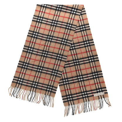 Burberry Cashmere Nova Check Fringe Scarf Camel 3 of 4