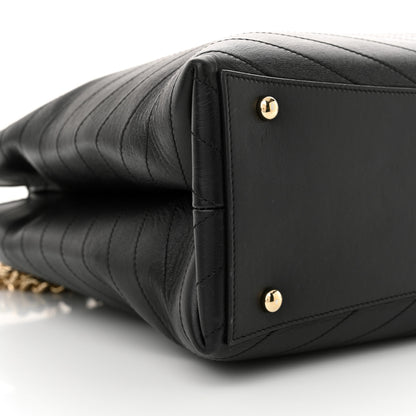Chanel Calfskin Chevron Quilted Large Shopping Tote  Black 9 of 13