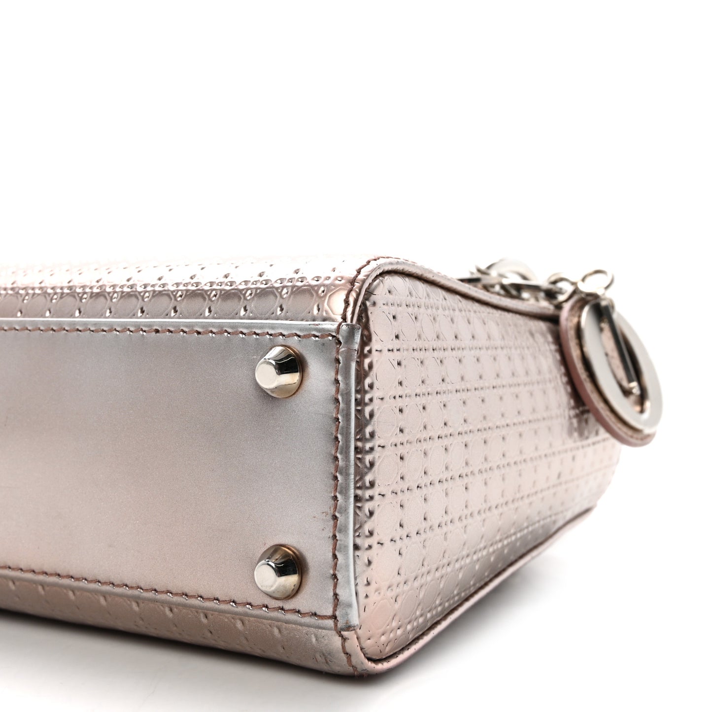 Metallic Patent Micro-Cannage Mini Lady Dior  Hyper Pink