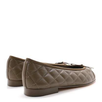 Chanel Lambskin Quilted CC Cap Toe Ballerina Flats 36.5 Dark Brown 5 of 10