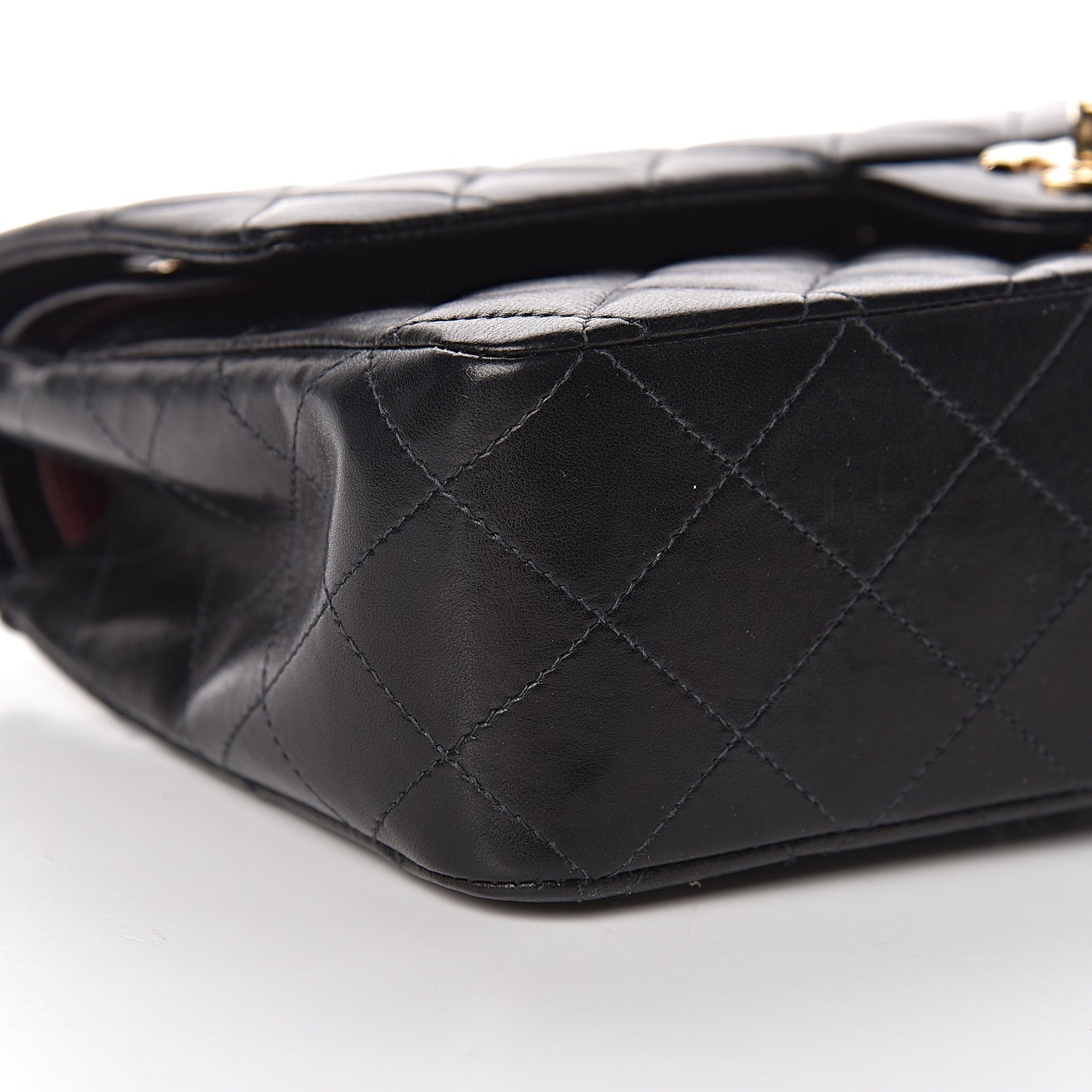 Lambskin Quilted Medium Double Flap Black