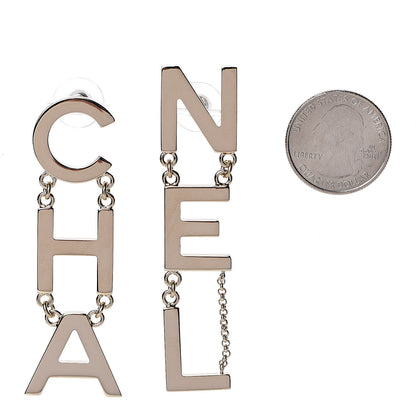 Chanel Metal Cha-Nel Logo Drop Earrings Gold 2 of 5