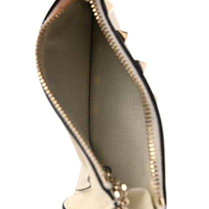 Valentino Garavani Vitello Rockstud Key Coin Case Card Holder Cream 5 of 8