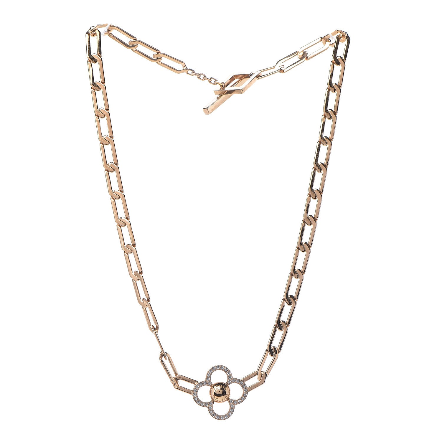 Louis Vuitton Swarovski Crystal Flower Power Necklace Gold 3 of 6