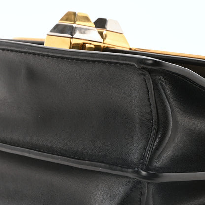 Fendi Vitello Liberty Metal Monster Eyes Small Kan I Shoulder Bag Black Gold 10 of 10
