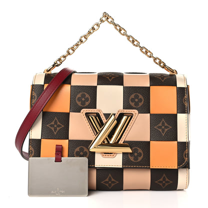 Louis Vuitton Calfskin Monogram Check Twist MM Beige White Orange 1 of 8