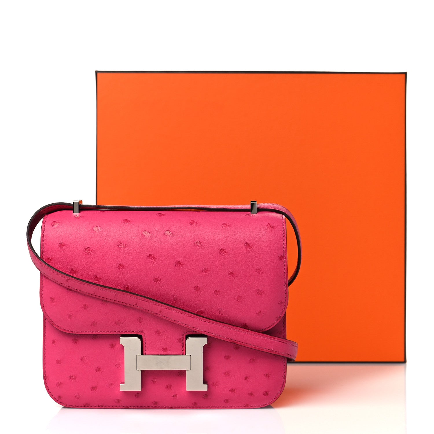 Hermes Ostrich Constance 18 Rose Tyrien 11 of 11