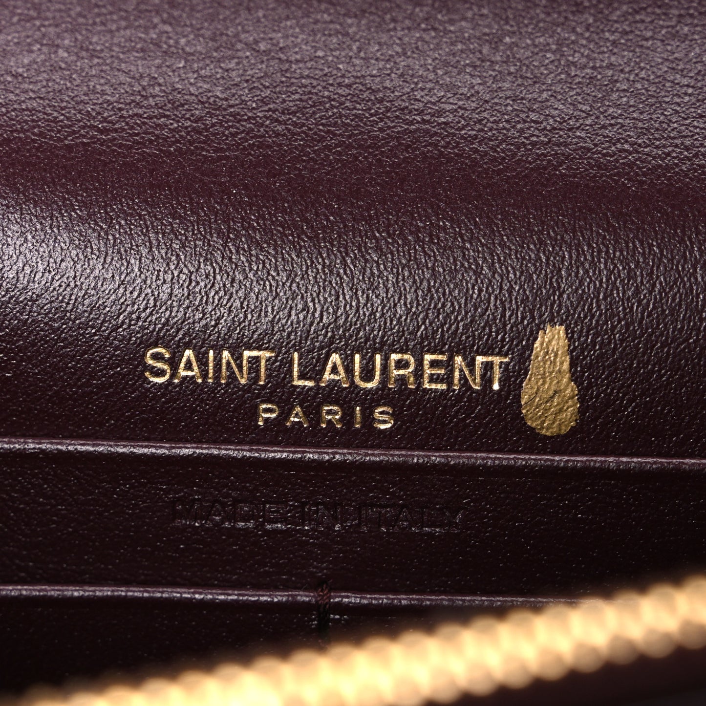 Patent Calfskin Matelasse Chevron Monogram Envelope Chain Wallet Dark Red Wine