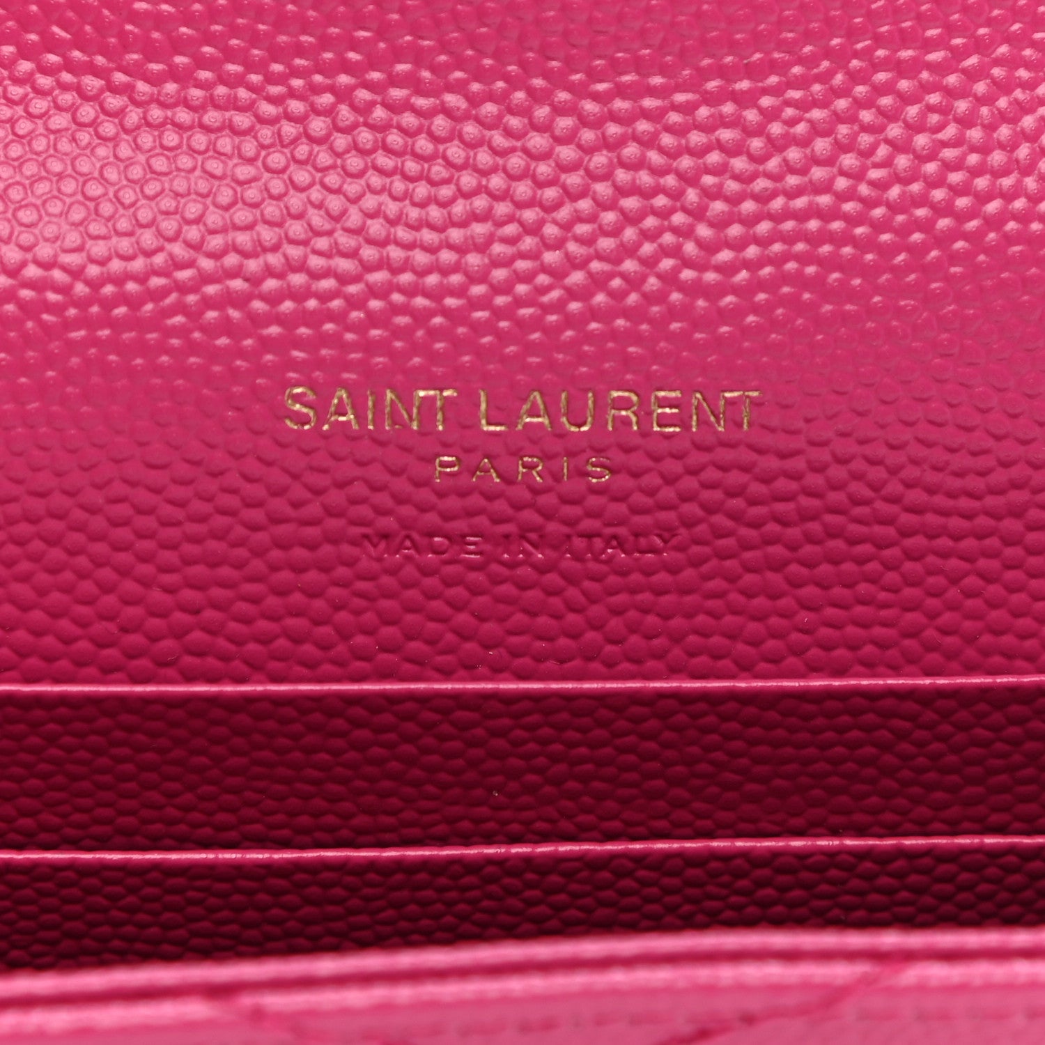 Saint Laurent Grain De Poudre Matelasse Chevron Small Monogram Envelope Wallet Fuxia Couture 6 of 8