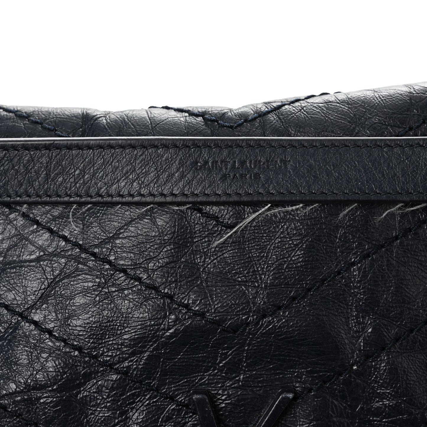 Crinkled Calfskin Matelasse Monogram Large Niki Chain Satchel Deep Marine
