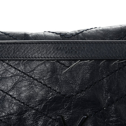 Saint Laurent Crinkled Calfskin Matelasse Monogram Large Niki Chain Satchel Deep Marine 16 of 16