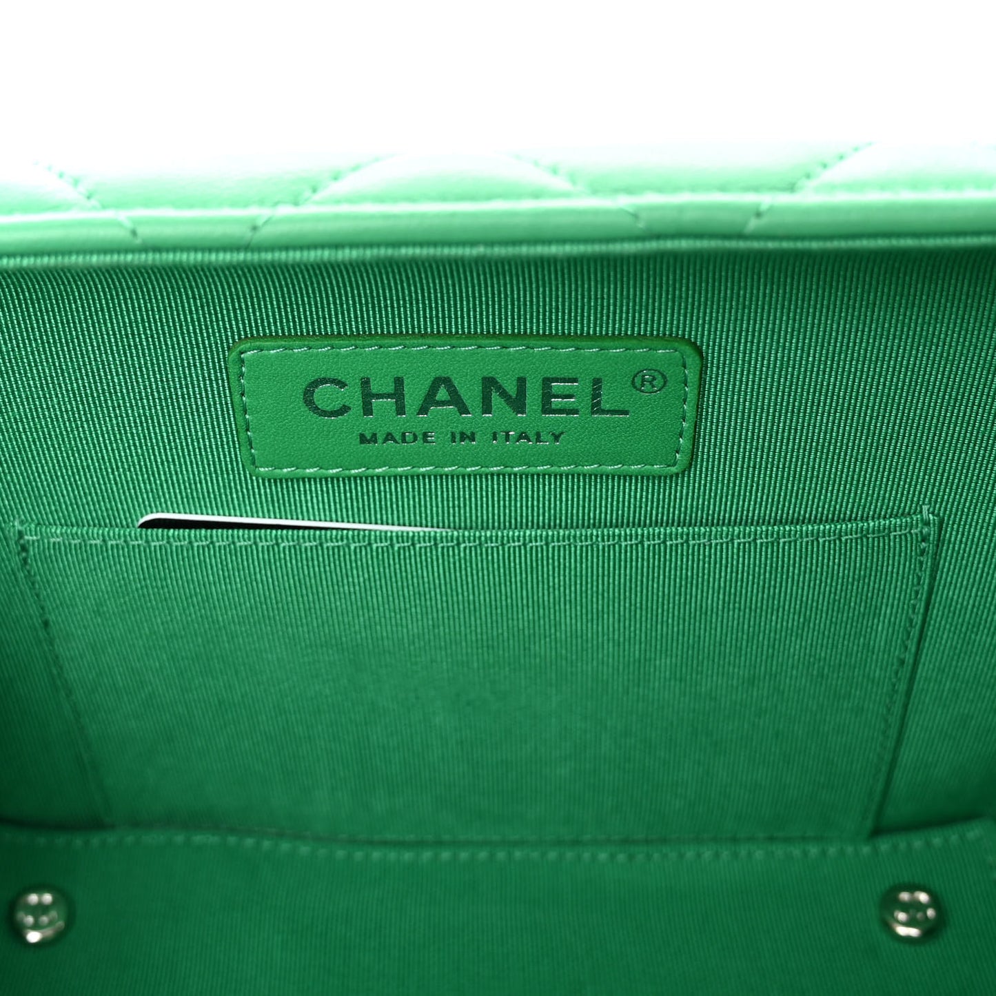 Quilted Lambskin Metal Bar Clutch Bag Green