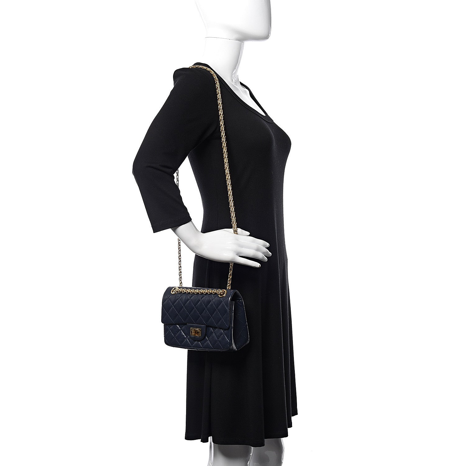 Chanel Aged Calfskin Quilted 2.55 Reissue Mini Flap Navy 2 of 12