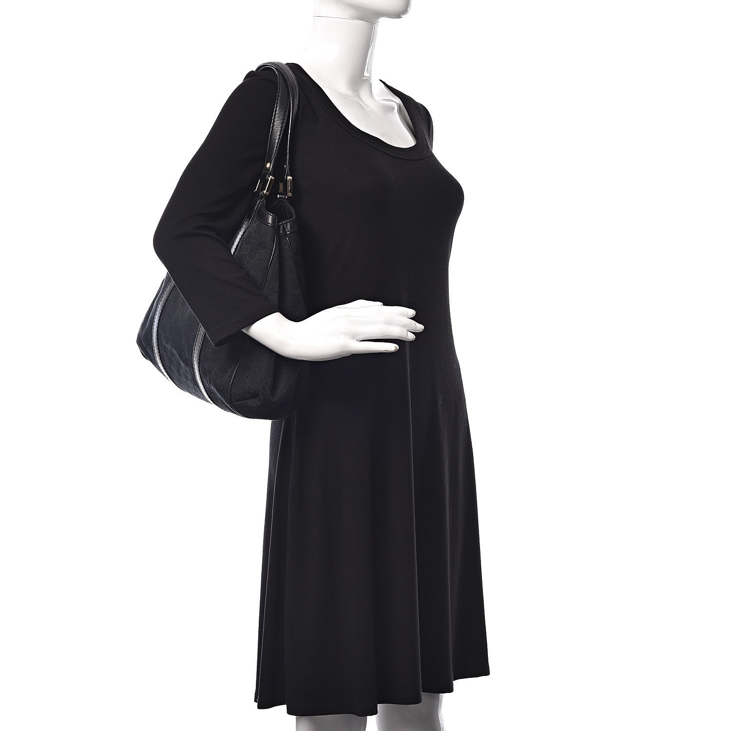 Gucci Monogram Web Large New Ladies Hobo Black 2 of 10