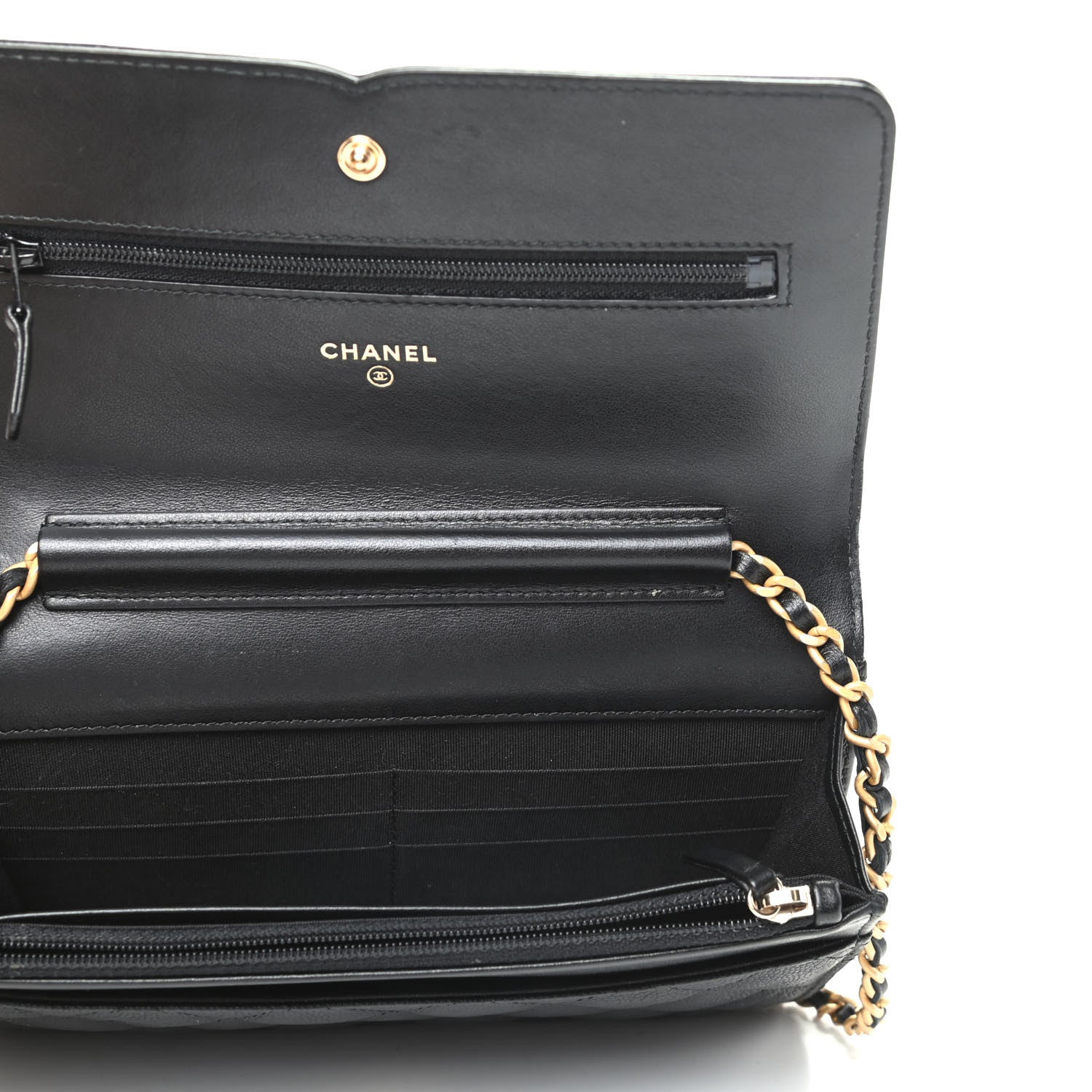 Chanel Caviar Quilted CC Filigree Wallet On Chain WOC Black 5 of 9