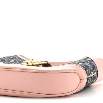 Gucci New Denim GG Monogram Calfskin Love Parade Small Jackie 1961 Hobo Light Pink 11 of 15