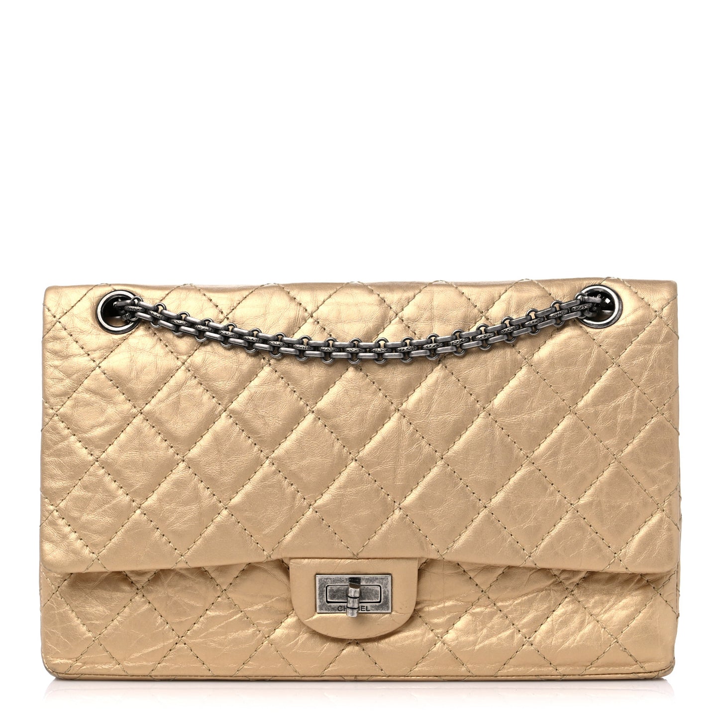 Metallic Aged Calfskin Quilted 2.55 Reissue 226 Flap Gold