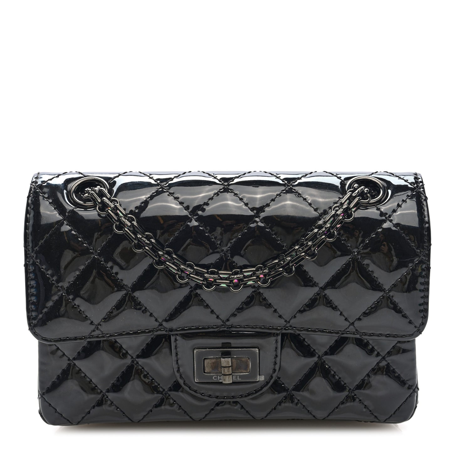 Patent Calfskin Quilted 2.55 Reissue Mini Flap So Black