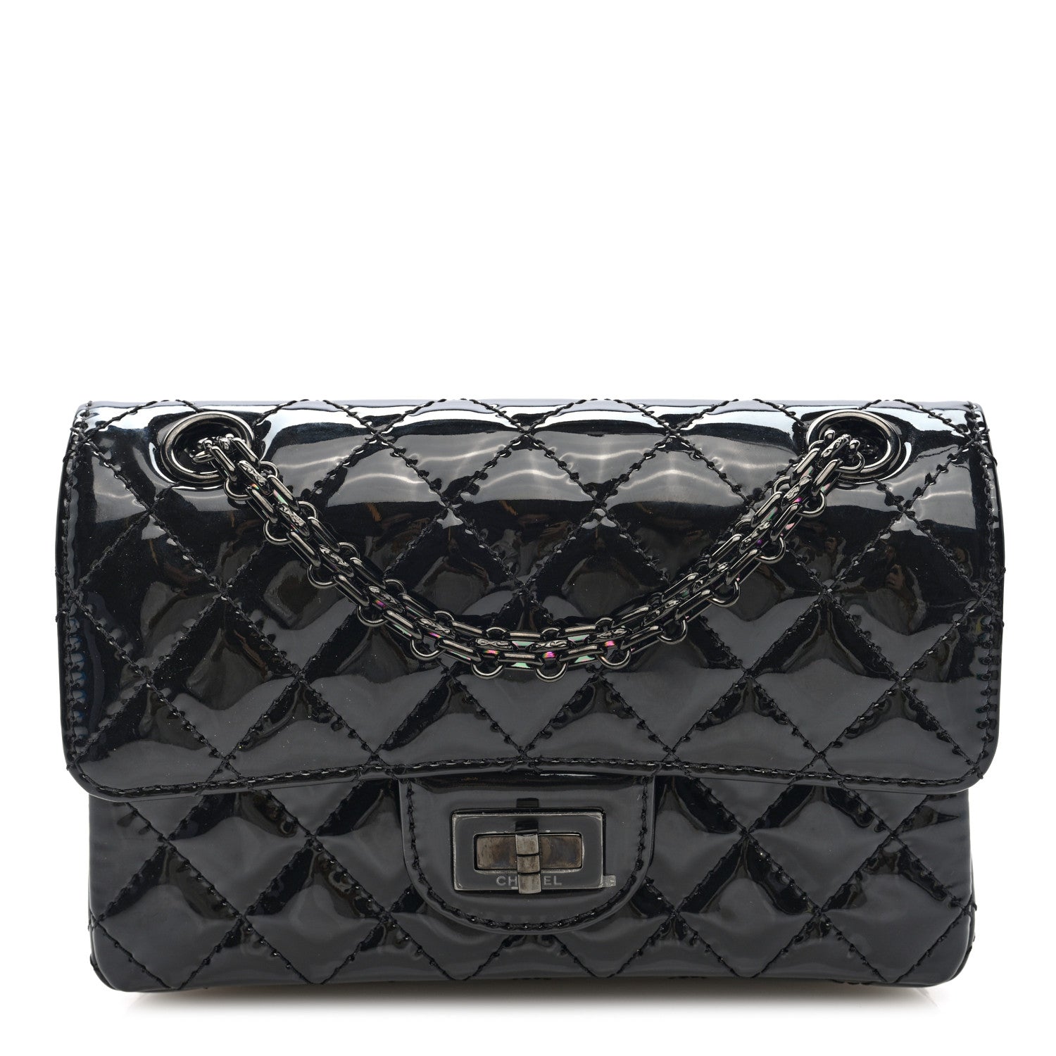 Chanel Patent Calfskin Quilted 2.55 Reissue Mini Flap So Black 1 of 11