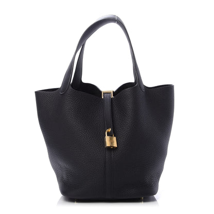 Hermes Taurillon Clemence Picotin Lock 22 MM Black 1 of 11
